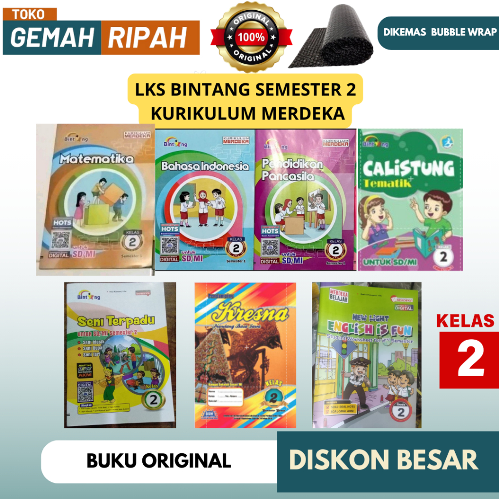 LKS BINTANG KELAS 2 SEMESTER 2 MATEMATIKA BAHASA INDONESIA SENI TERPADU PENDIDIKAN PANCASILA KRIDA K