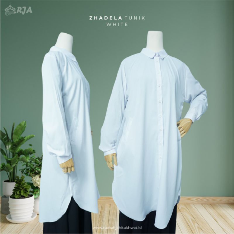 TUNIK - TUNIK PUTIH - BAJU PUTIH POLOS - TUNIK ZHADELA