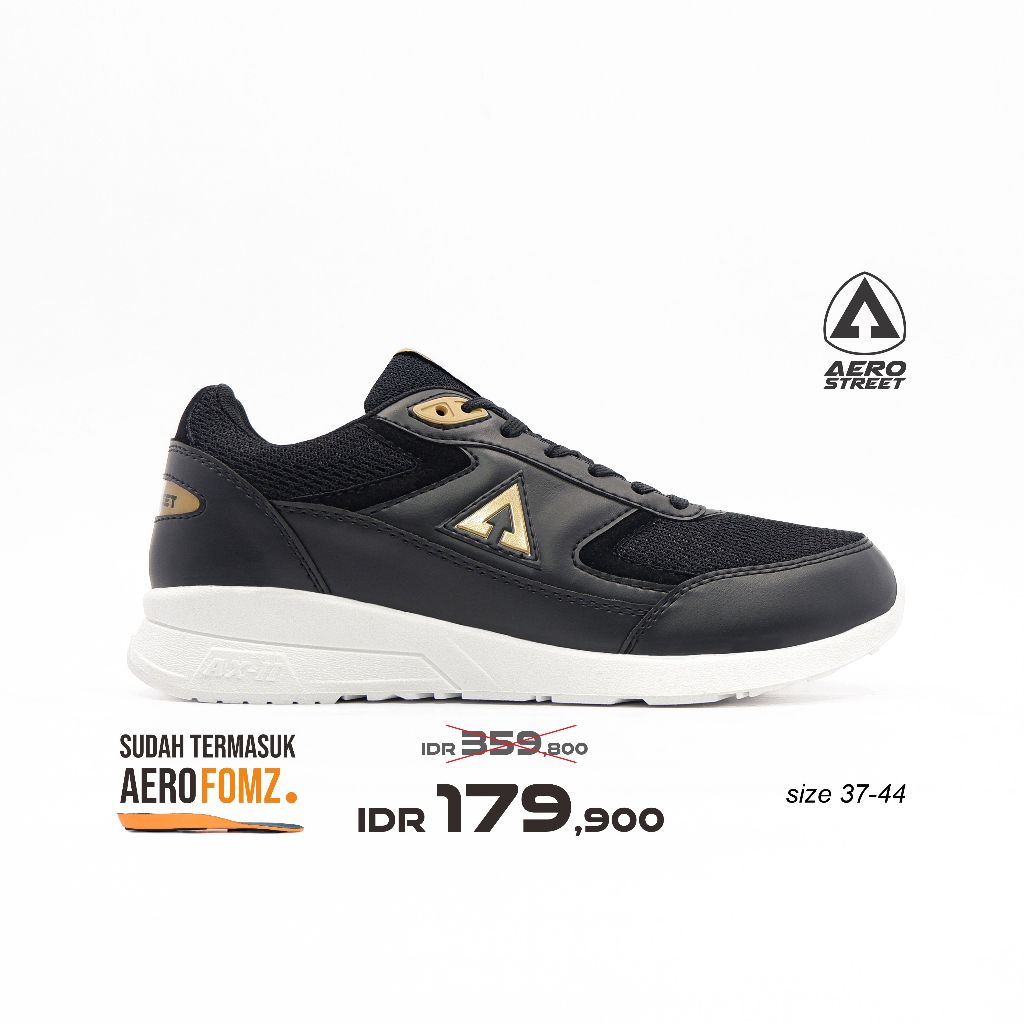 TERLARIS Aerostreet 37-44 Osaka Putih Hitam Emas - Sepatu Sneakers Casual Pria Wanita Aero Street