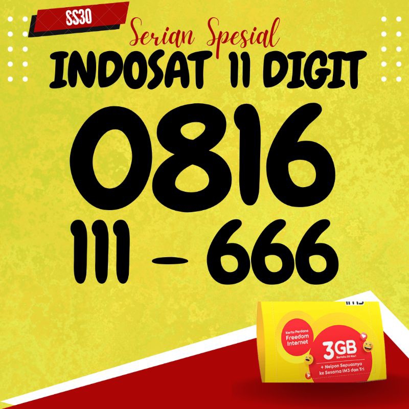 Nomer Cantik Indosat  11 digit Serian Triple Kode SS30 11 Digit No Cantik Indosat Im3 Oredoo Kartu P