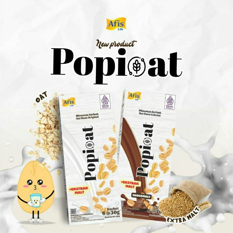 

Afis Popioat Minuman Serbuk Oat Isi 6 Sachet 30g - Susu Nutrisi Diet Pengganti Makanan