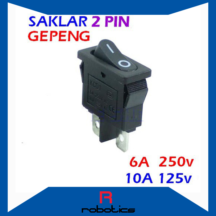 Saklar Gepeng Kecil 2 Pin Tanpa Lampu Flat Rocker Switch On Off Pipih