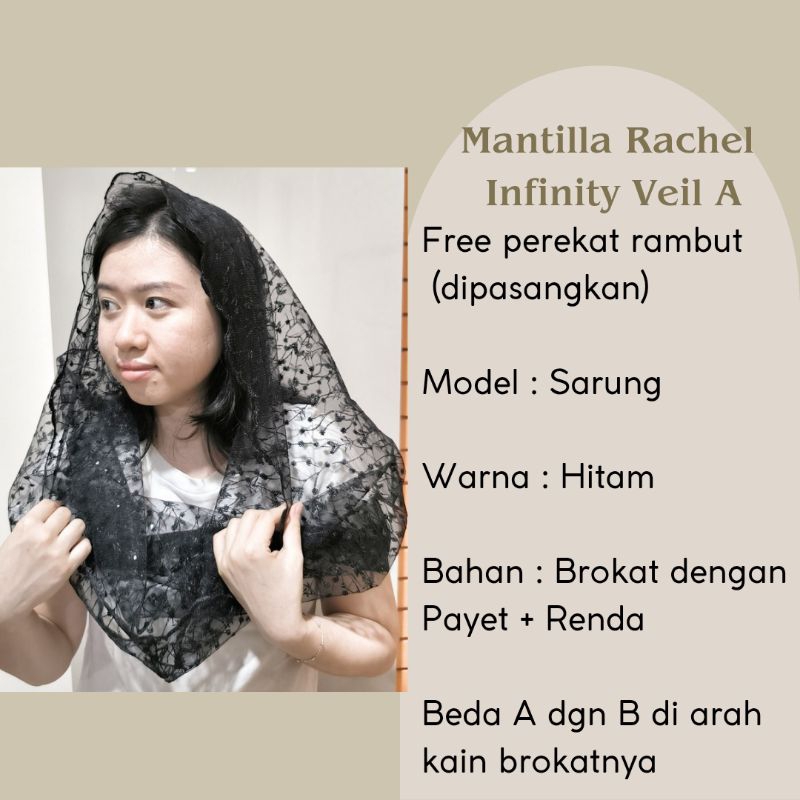 Mantilla Mantila Kerudung Misa Church Veil Rachel Infinity Veil A & B
