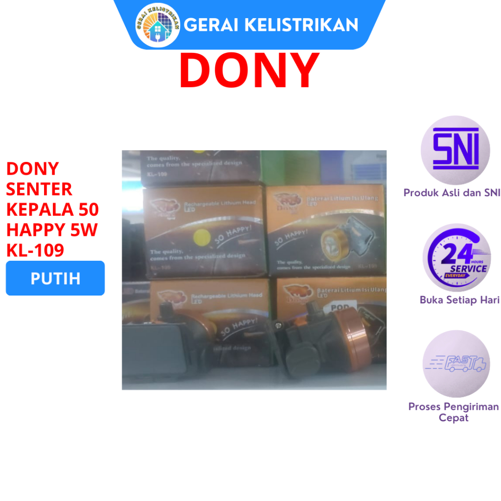 DONY SENTER KEPALA 50 HAPPY 5W KL-109 PUTIH