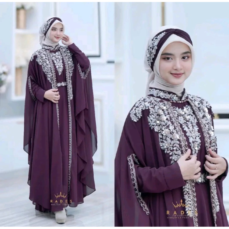 baju kaftan zeina by rades mewah premium dan elegan bahan ceruty premium lapis furing aksen payet me