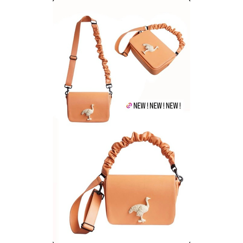 Preloved Mannequin Plastic Ostrich Two Tone Medium Bag Peach