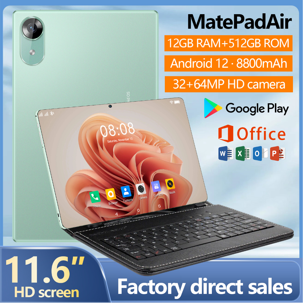 murah tablet Asli MatePadAir Baru Tab 12+512GB tablet gaming android 11.6 Inci Dewasa Anak Lansia Ta