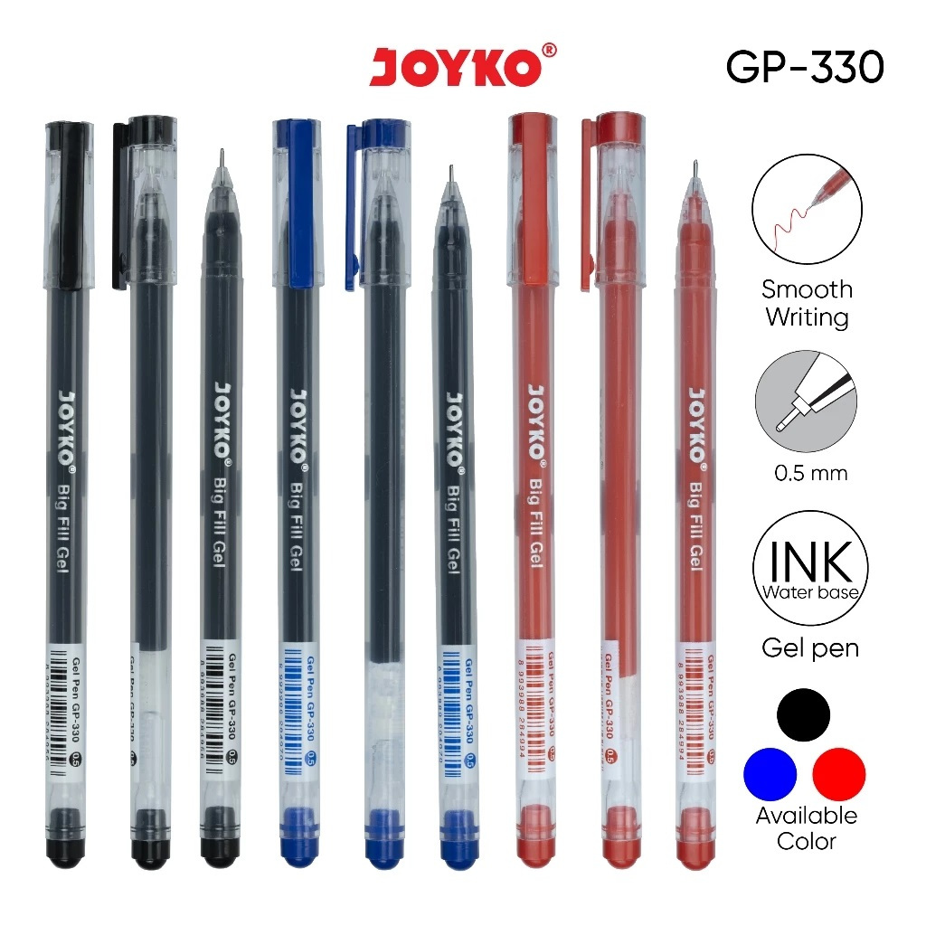 

Gel Pen Pena Pulpen Joyko GP-330 Big Fill Gel 0.5 mm