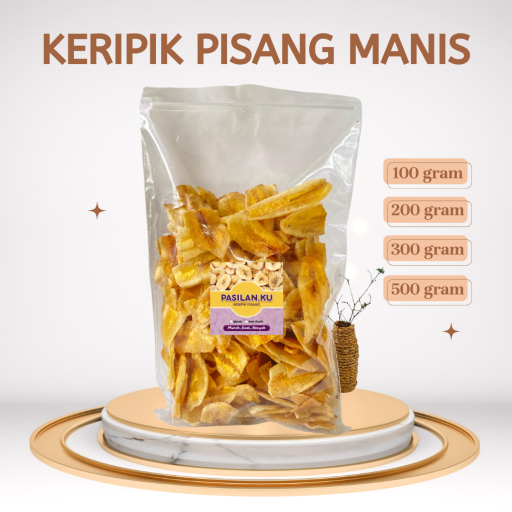 

Keripik Pisang Manis Kepok Renyah Tanpa Pengawet 100 gram - 500 gram