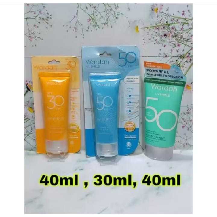 Sunscreen Wardah UV Shield SPF 50 & SPF 30 Skinboost DNA / Essential SunScreen gel / Aqua Fresh Esse