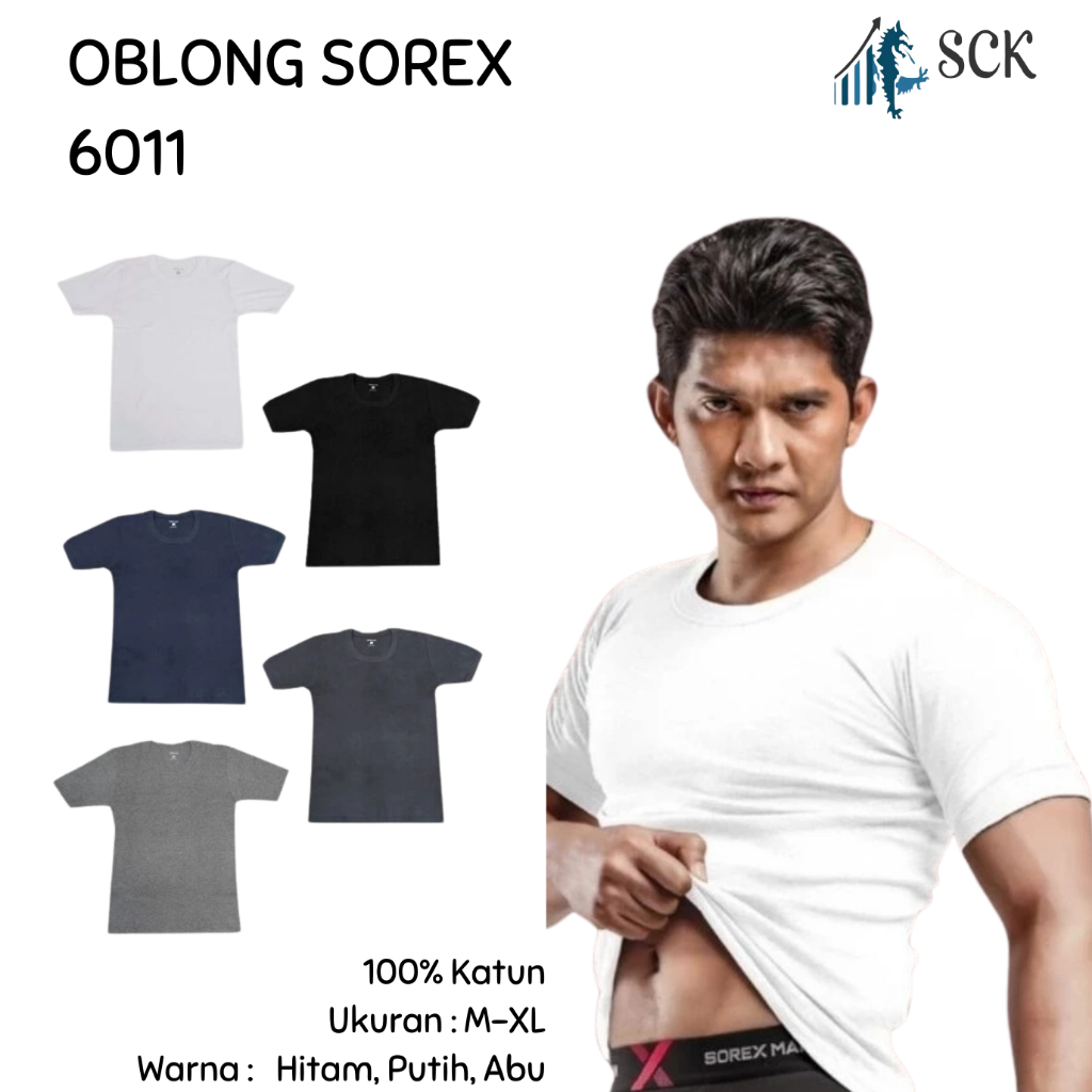 Oblong Pria SOREX 6011 Warna Hitam Putih / Kaos Dalam DEWASA / Pakaian Dalam Cowok  - sckmenwear GRO