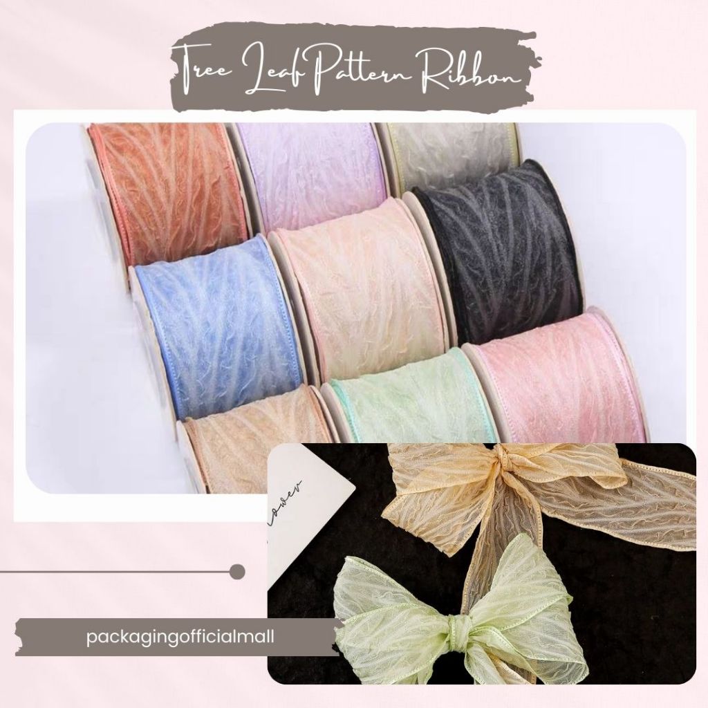 

TREE LEAF PATTERN RIBBON / PITA KAIN / PITA KADO / FLORIST SUPPLY