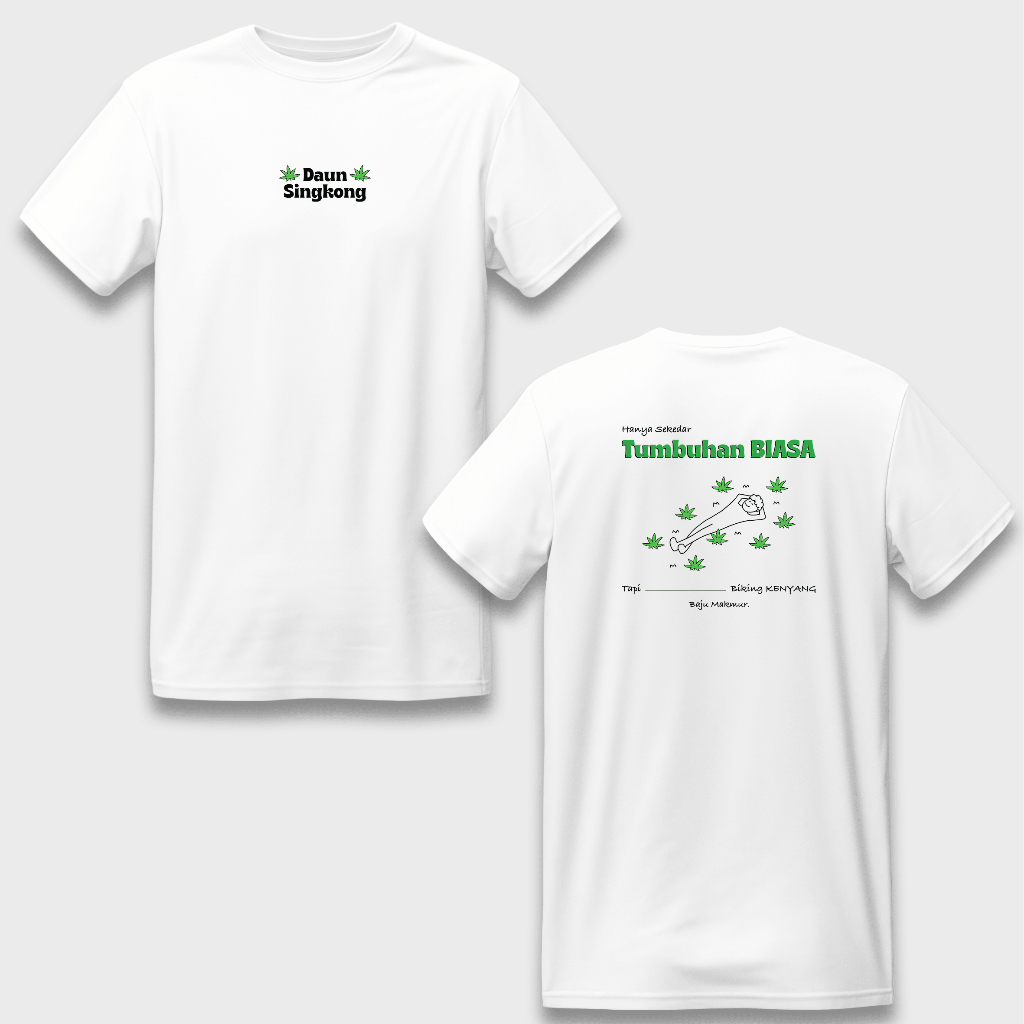 T-shirt Kaos Pria " Tumbuhan Biasa " - Baju Makmur