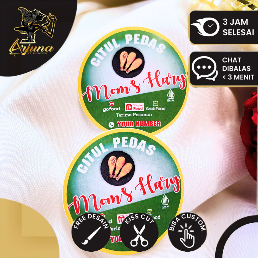 

2-4 Arjuna Sticker Print Chromo Cireng Cilok Cibay Stiker Label Bulat Per Acian Free Desain Custom