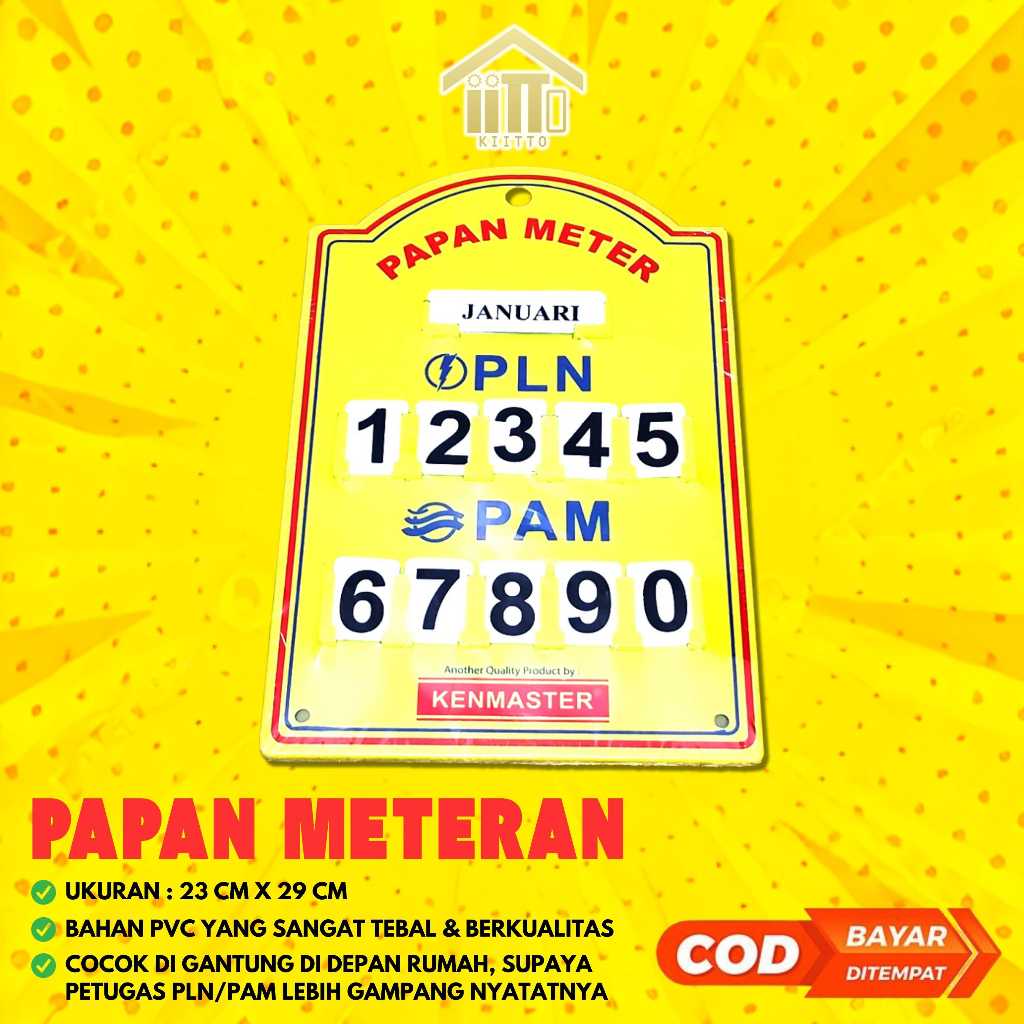 PAPAN METERAN PLN PAM LISTRIK AIR METER / PAPAN METERAN PLN PAM LISTRIK AIR METER KENMASTER /  PAPAN