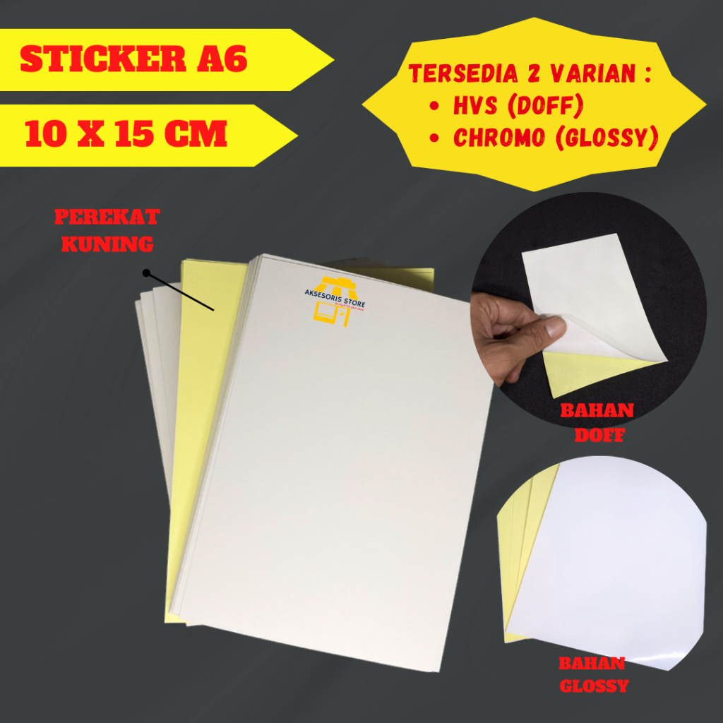 

RB Stiker Label A6 isi 500 Lembar / Kertas Sticker HVS A6 Ukuran 10X15