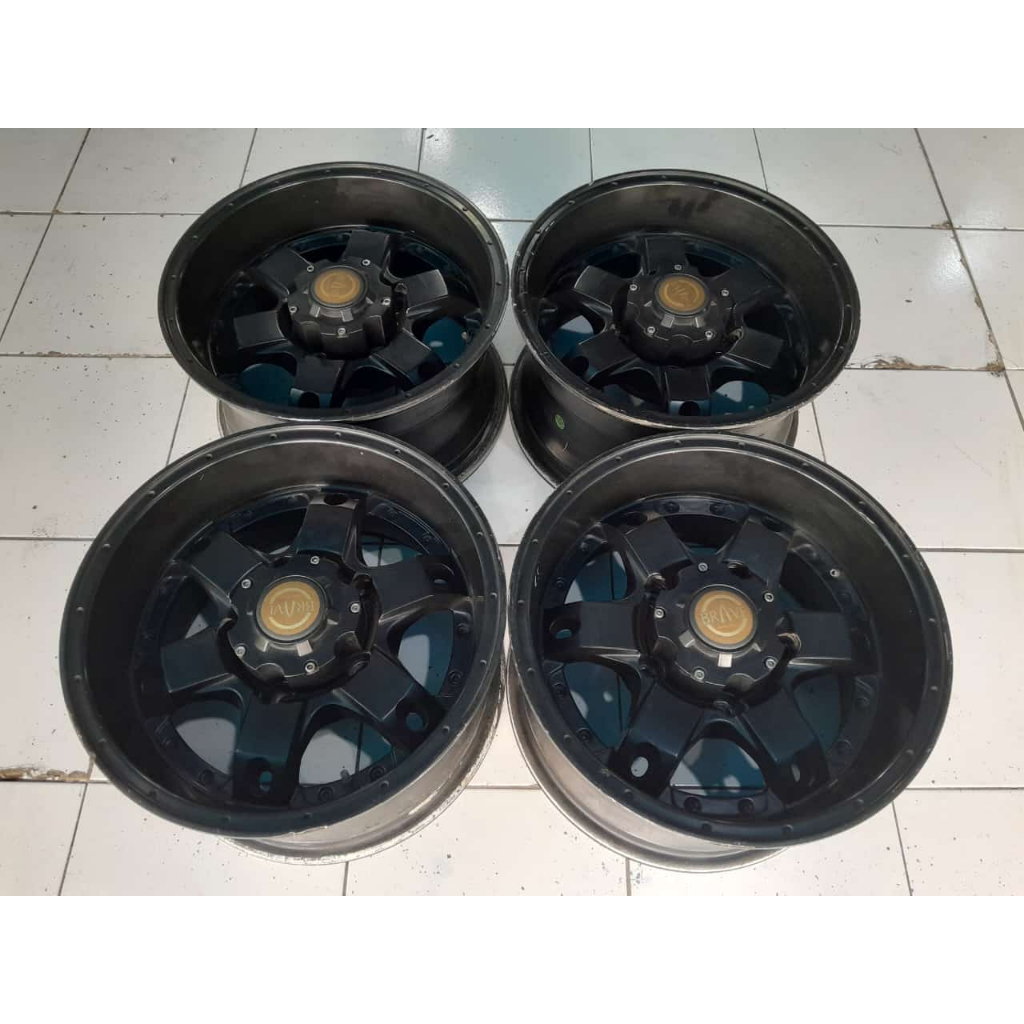 VELG BEKAS MOBIL ESCUDO TAFT KATANA RING 15 LEBAR 8 BAUT PCD 5X139,7 ET-10 BLACK PELEK SECOND