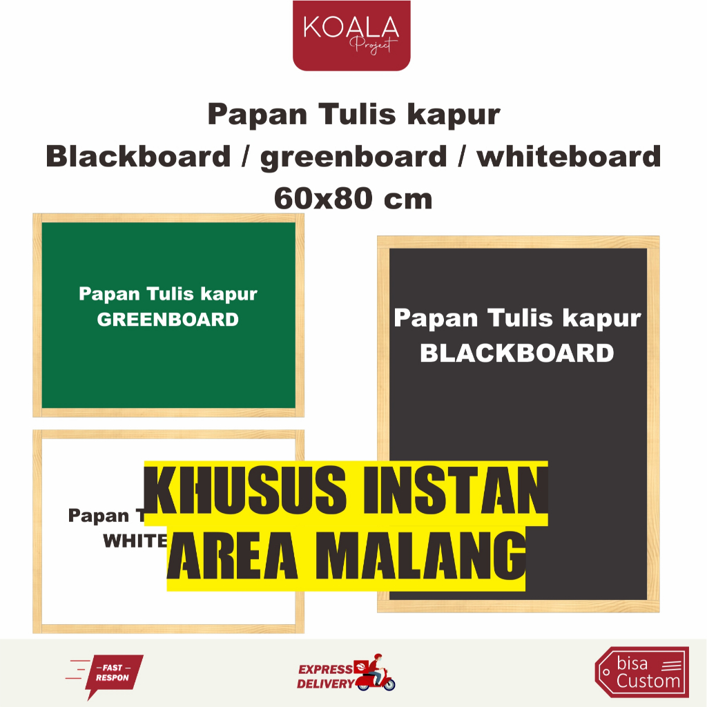 

PAPAN TULIS KAPUR HITAM BLACKBOARD CHALKBOARD 60X80 CM KOALA PROJECT - KHUSUS INSTAN AREA MALANG