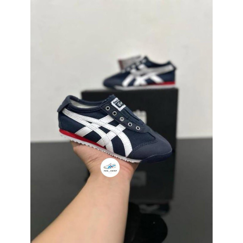 Sepatu Onitsuka Slip On Anak Navy White Red / Onitsuka Kids Slip On