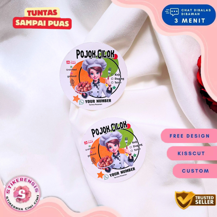 

2-4 Stikerensis Sticker Print Chromo Cireng Cilok Cibay Stiker Label Bulat Per Acian Free Desain