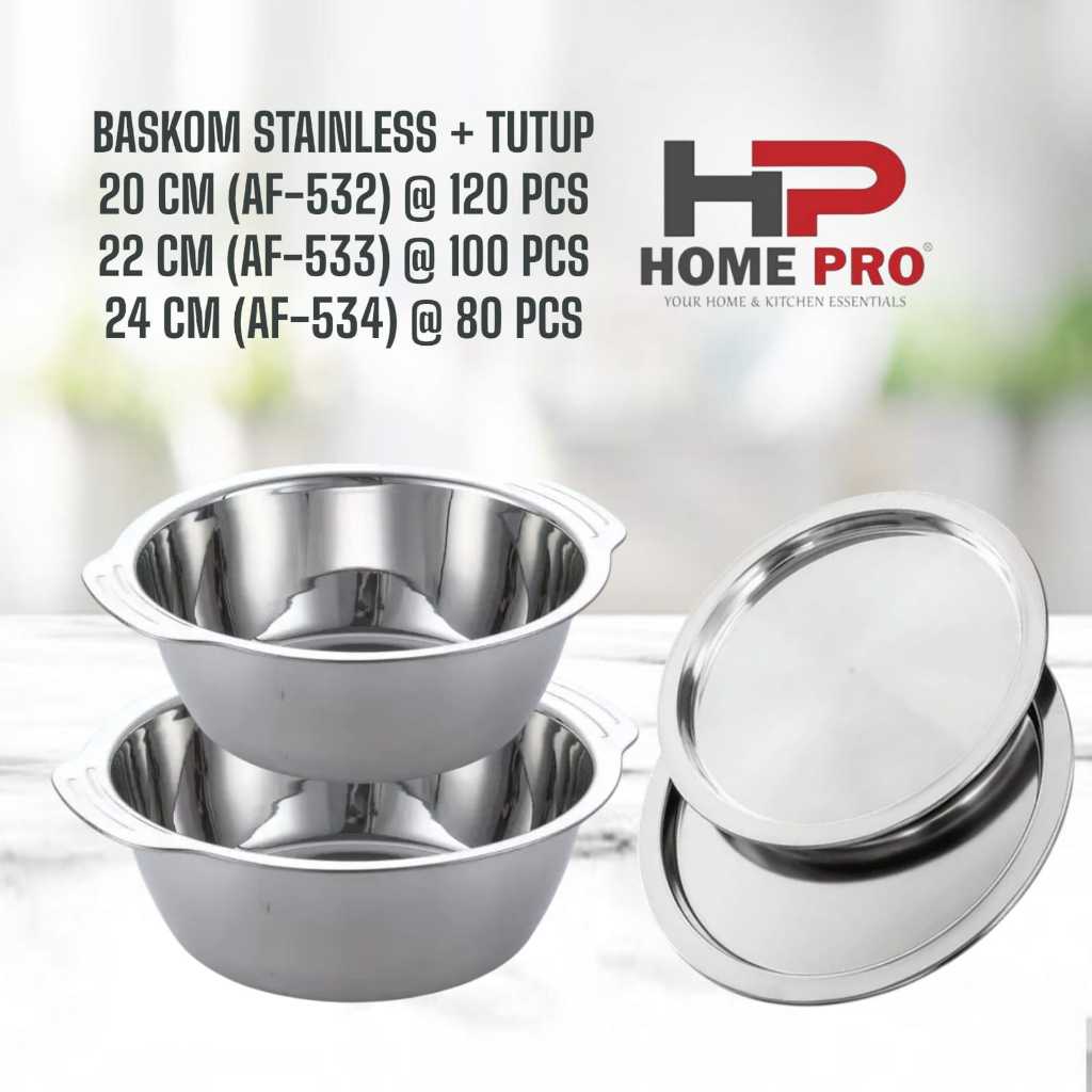 BASKOM STAINLESS + TUTUP STAINLESS / BASKOM STAINLESS 20 22 24CM