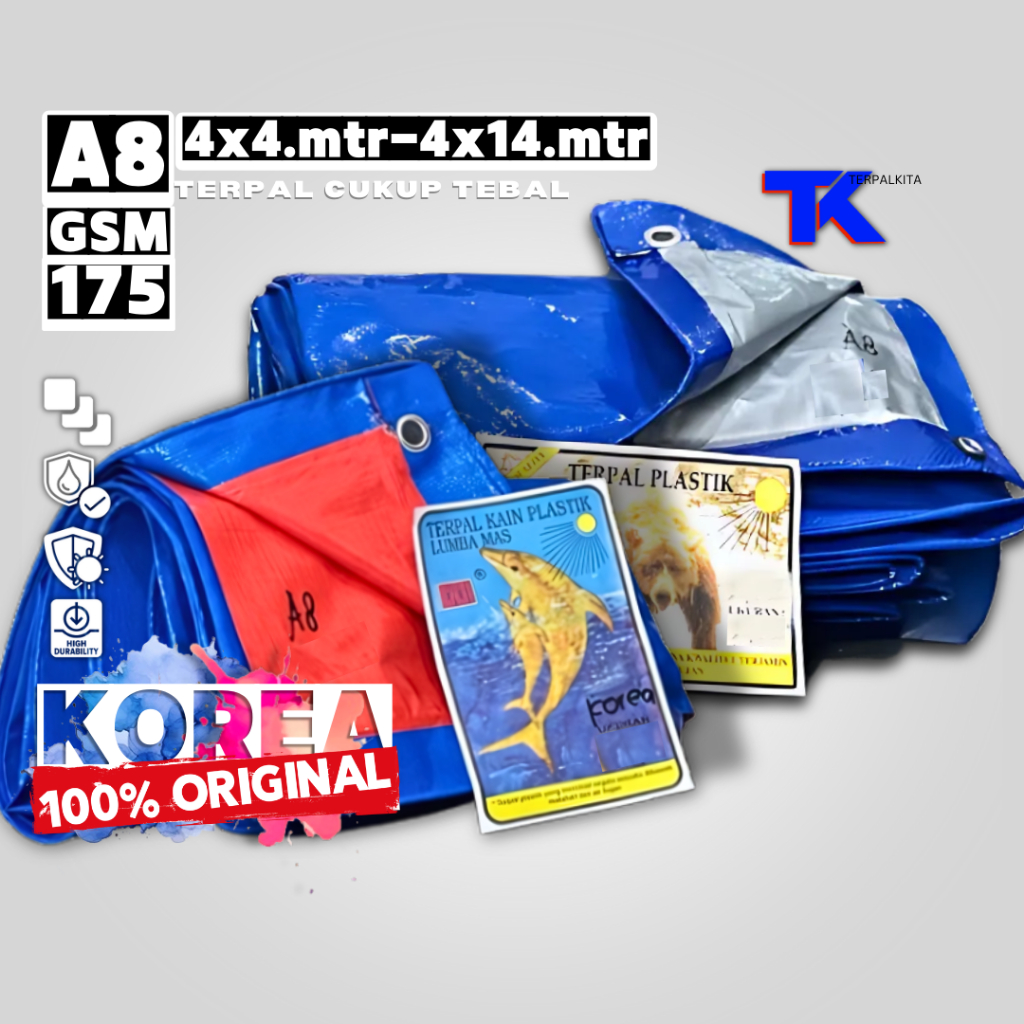 Terpal Plastik A8 Ukuran Jadi 4x4 4x5 4x6 4X7 4X8 Cukup Tebal Awet Anti Air tahan Panas