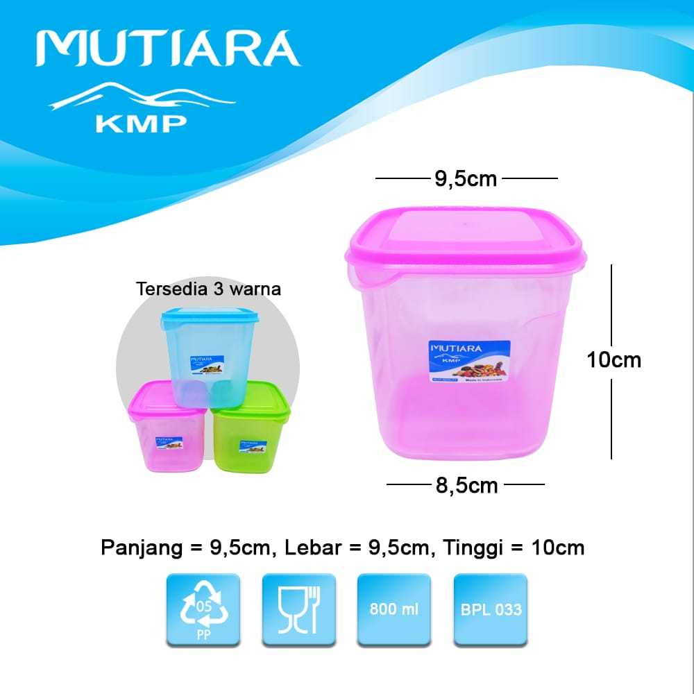 OJ HOME Toples ZAYN Kotak 800ml (9.5x9.5 h:10) Warna Plastik Kue Wadah Makanan Serbaguna Penyimpanan