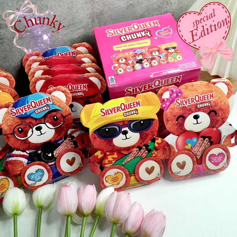 

Silverqueen Bear Beruang Chunky Bar Cokelat Valentine Cashew Special Edition 3x30 gr