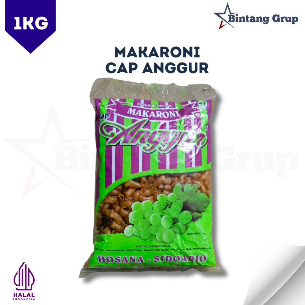 

MAKARONI ANGGUR/LIBRA/SEDANI BERAT 1 KILOGRAM, MEKAR, BANTET , GURUH