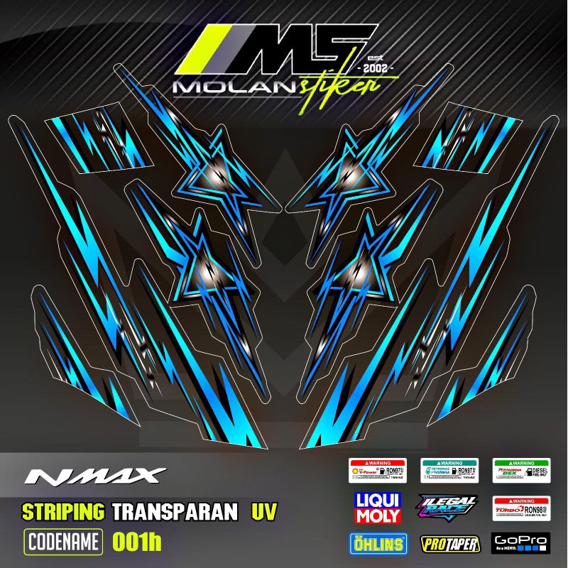 Decal Sticker Striping Variasi Transparan Uv Nmax Star Nmax 155 Nmax Old/Lama 2015-2019 Nmax Gen 1 N