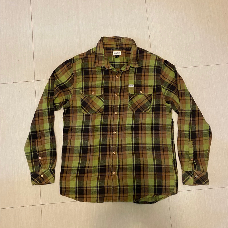 kemeja flannel skateboard brand matix shirt