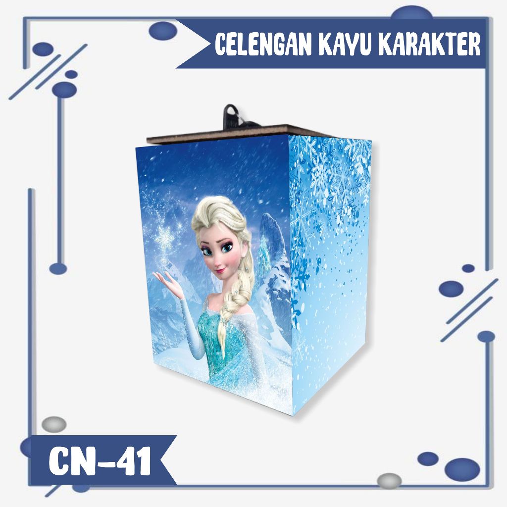 Celengan Frozen Karakter Lucu/ Kotak Tabungan Kayu Gembok Kunci Unik