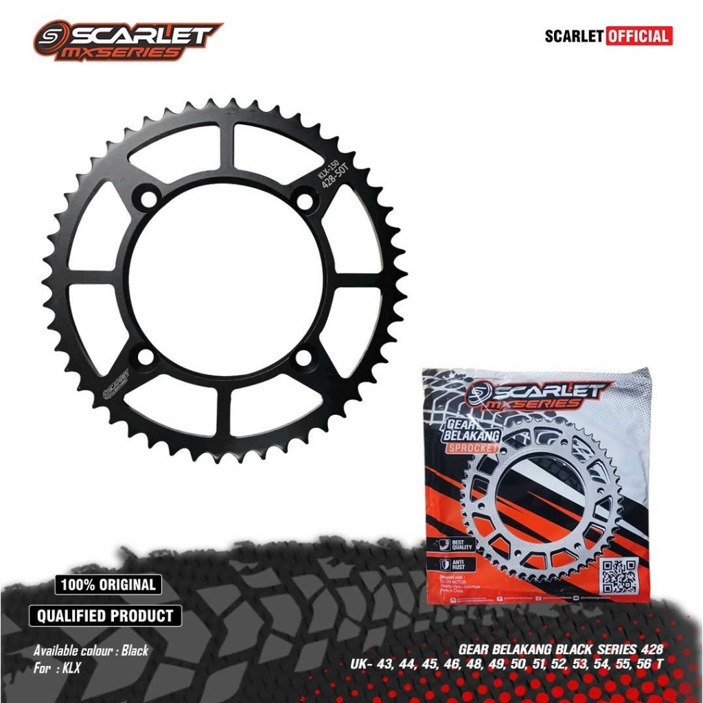 Scarlet Racing - Gear Gir Belakang Black Series KLX 428  43T - 57T