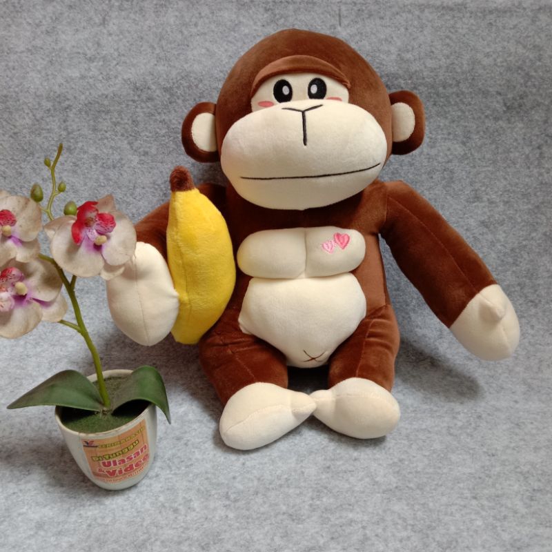 Boneka Animal Monkey With Banana Binatang Monyet Pegang Pisang By Seulgi