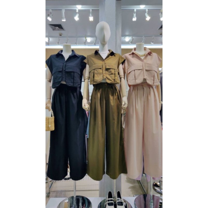 Craine Maria 01 One Set  Kekinian Wanita Setelan Wanita Baju Bangkok Wanita Baju Import Setelan Wani