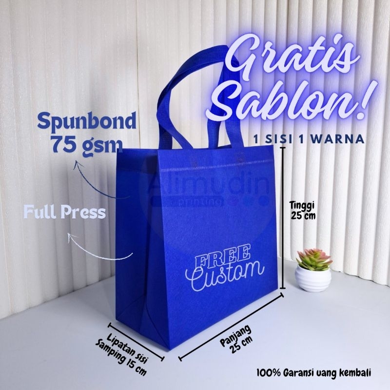 

Goodie Bag 25 x 15 x 25 Handle Box Tas Spunbond Custom Sablon