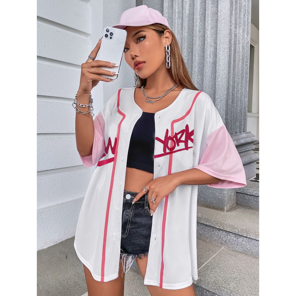 Baseball Jersey - Anchorage Baseball - Kaos Baseball - Baseball - Baseball Custom Pink New York Dewa