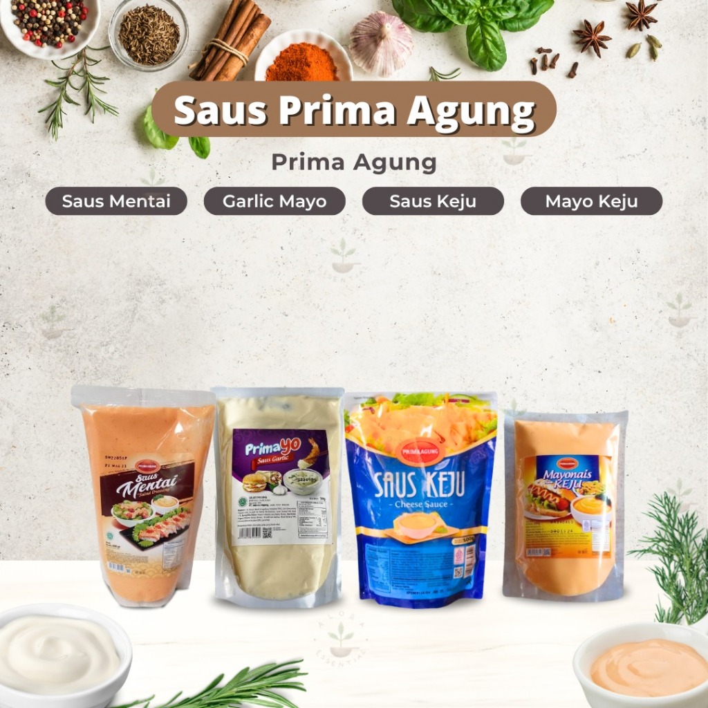 

Prima Agung Saus Mentai Saus Keju Mayonais Keju Saus Garlic Mayo - Saus Dressing Instan Halal