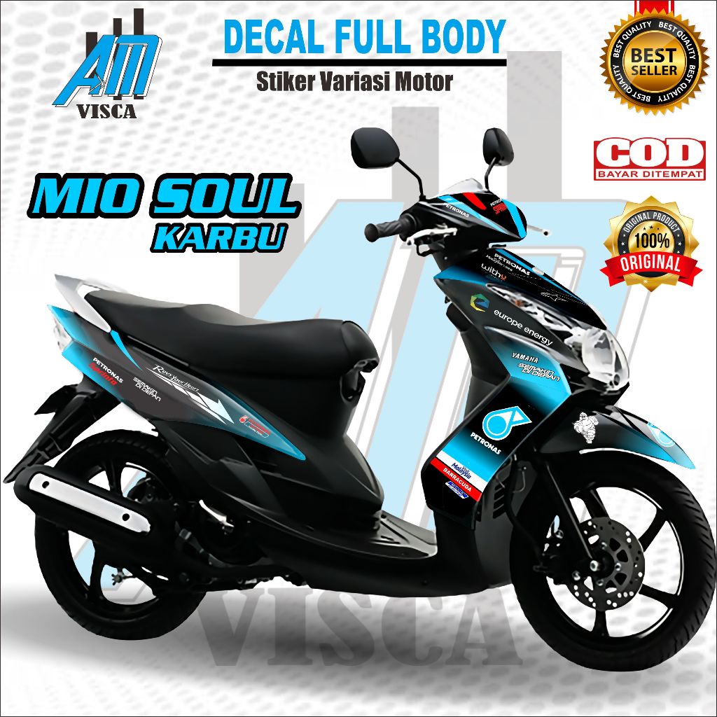 Decal Stiker - Decal Full Body Mio Soul Karbu Desain - Petronas