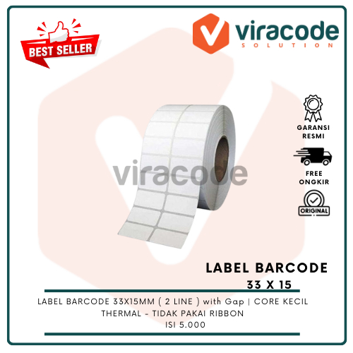 

Label Thermal Stiker Barcode 33x15 2 Line Isi 5.000 Pcs