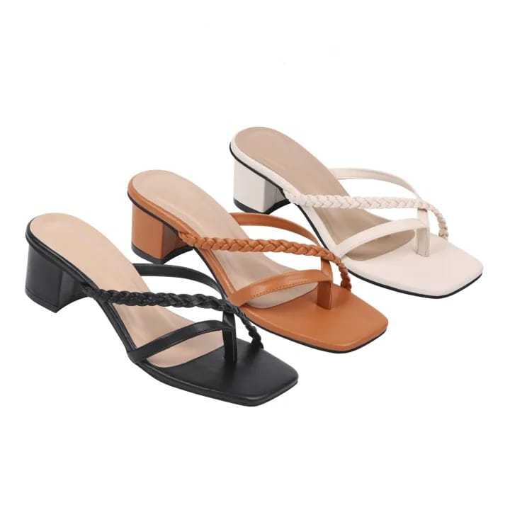Heels Tali Wanita Sandal Hak Tahu 3/5cm Sandal Wanita Style KP01 Sandal Biru Hitam