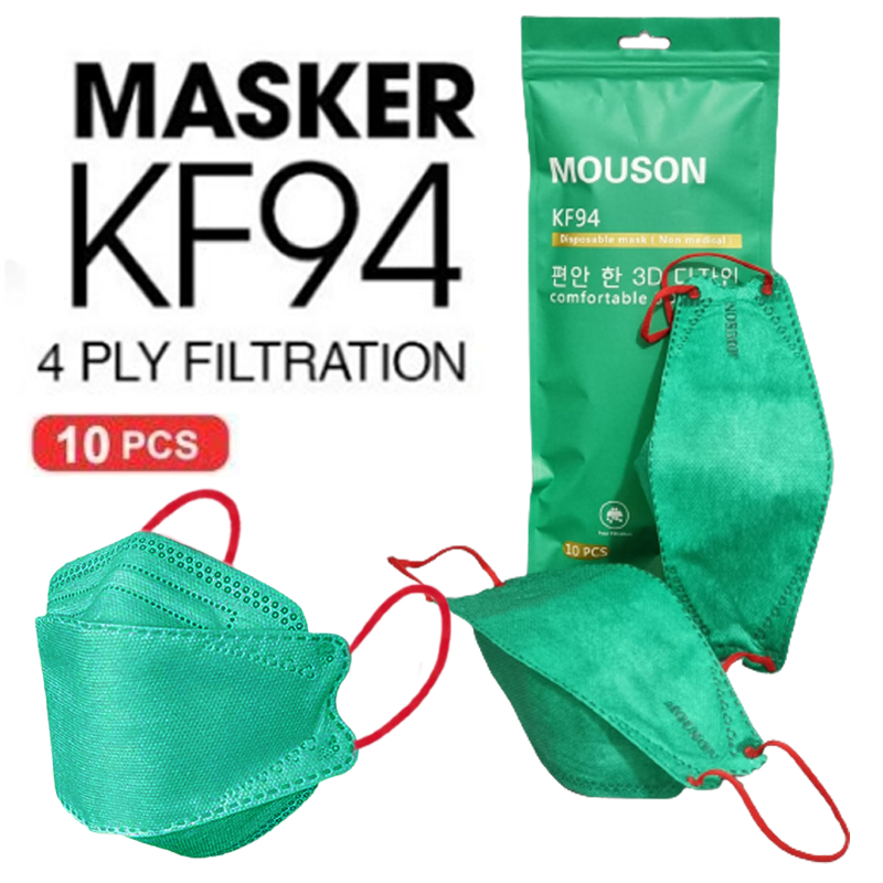 MASKER KF94 MOUSON HIJAU 4PLY ISI 10PCS
