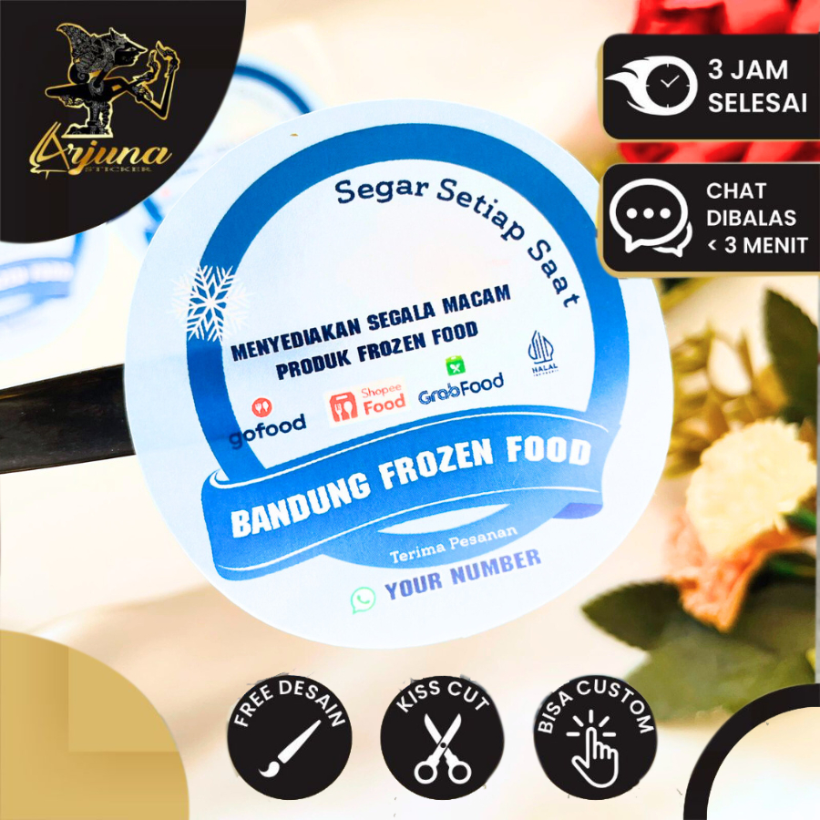 

Arjuna Cetak Stiker Vinyl Edisi Frozen Food Sticker Label Makanan Beku Basah Anti Air Custom Free