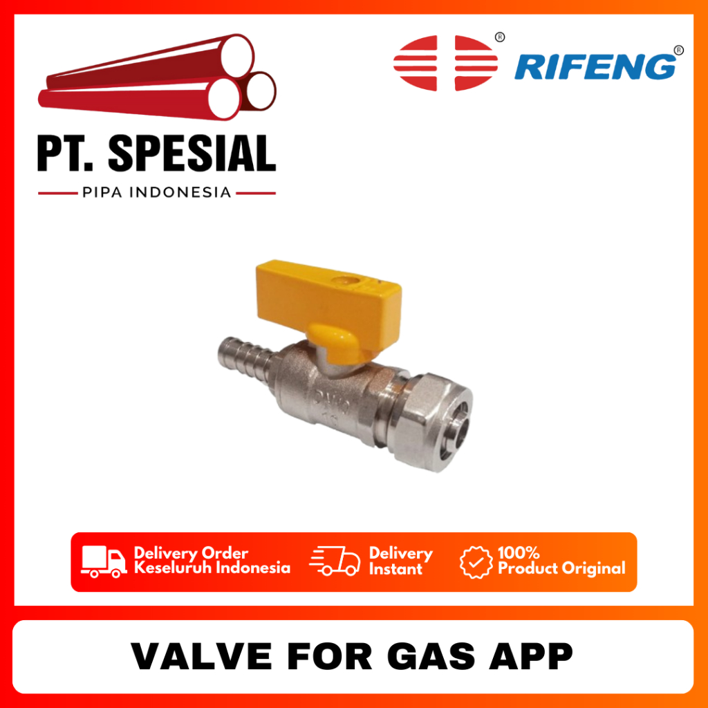 Brass Gas Valve Rifeng 1/2"M - DN10 / Brass Gas Valve Pipa Gas Multilayer Rifeng - 08
