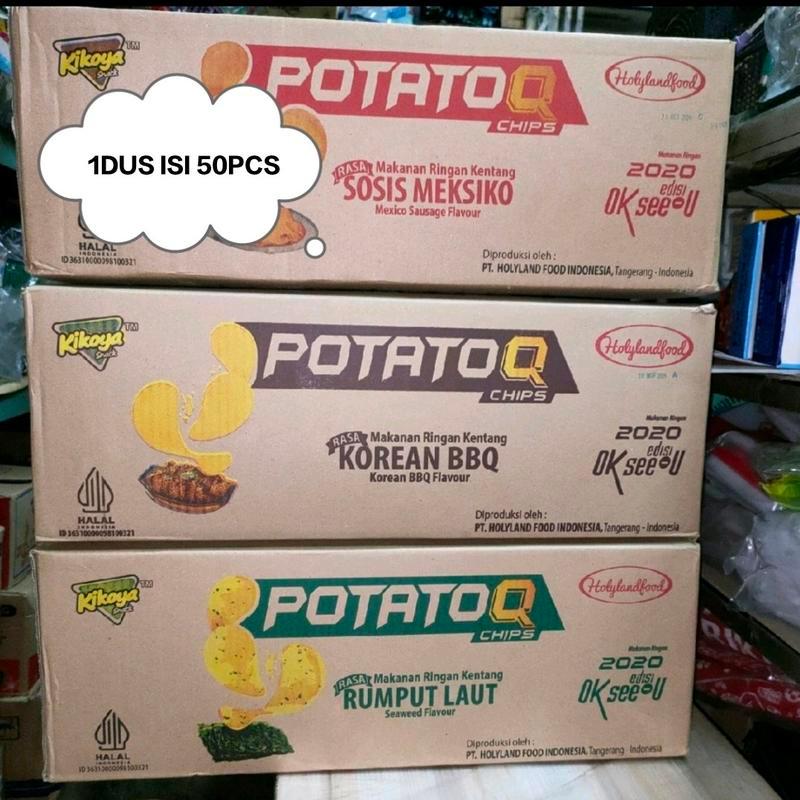 

【HALAL】Potato Q Chips 1 box isi 50 pcs - Snack Olahan Kentang RUMPUT LAUT SOSIS rasa