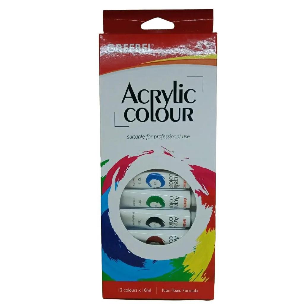 

Greebel Acrylic Colour 12 Cat Akrilik isi 12 warna 12 x 10 ml Stationery