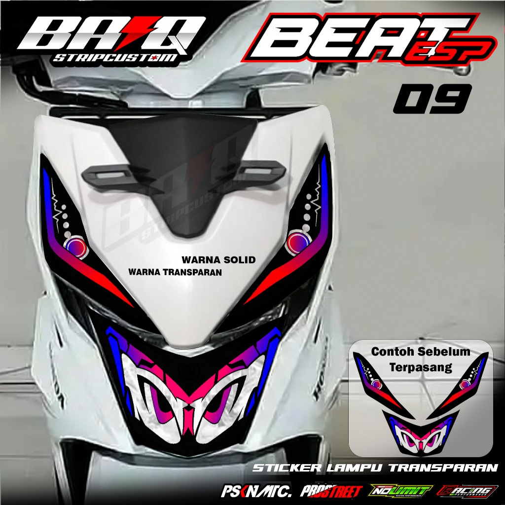 09 STICKER LAMPU ALIS DEPAN BEAT ESP - STICKER LAMPU ALIS DEPAN BEAT ESP MOTIF MATA ELANG