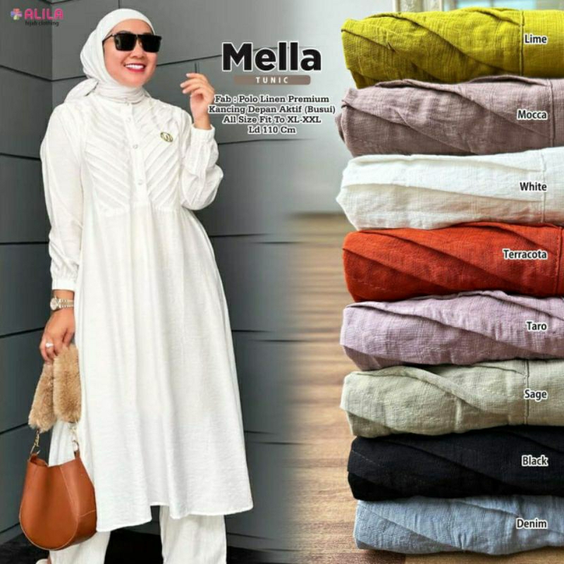 Putih / Broken White Mella Tunik Katun halus & jatuh Ld 110 fit XXXL jumbo By Alila