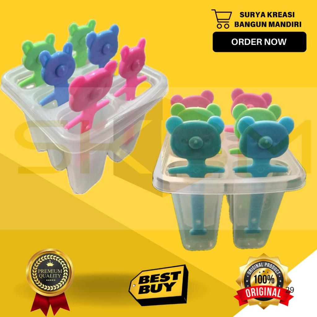 CETAKAN ES CREAM - CETAKAN ICE CREAM - CETAKAN ES LILIN ISI 6 - CETAKAN ES GAGANG BEAR - CETAKAN ES 