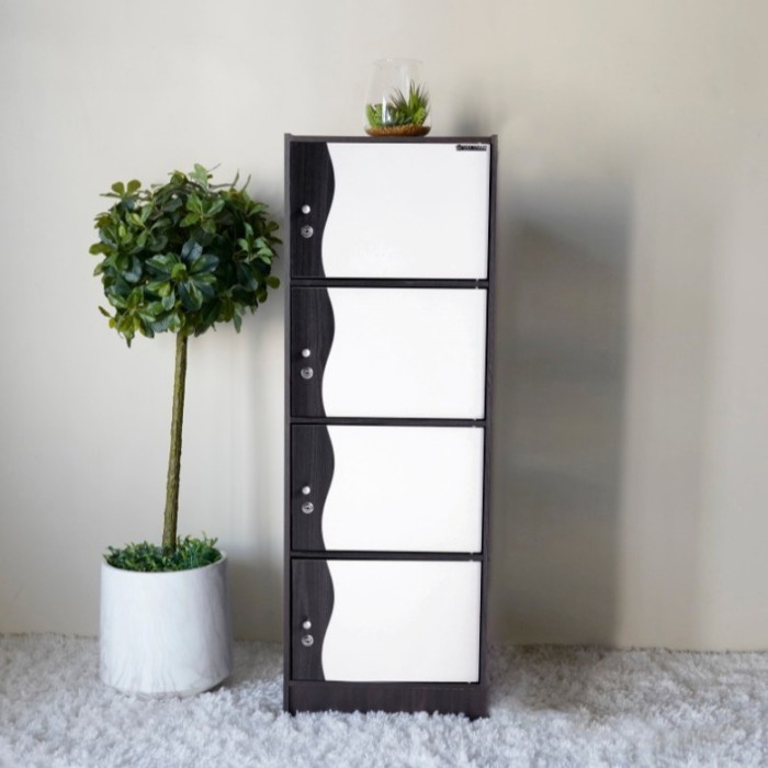 UNI HOME Assolock 4P Rak Buku Serbaguna Rak Susun 4 Pintu | Unihome
